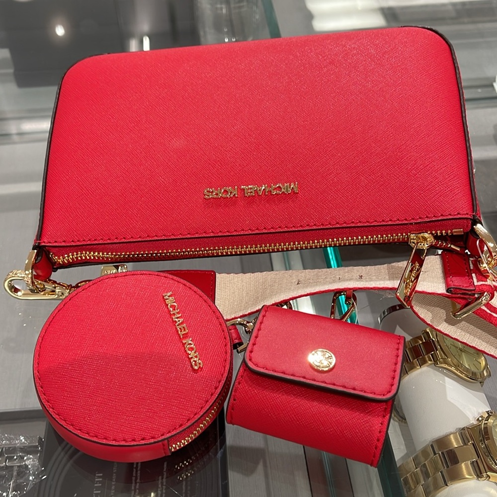 MICHAEL KORS JET SET TRAVEL SMALL SHOULDER CROSSBODY WITH TECH ATTCH AIRPOD  MK - Picture 6 of 16